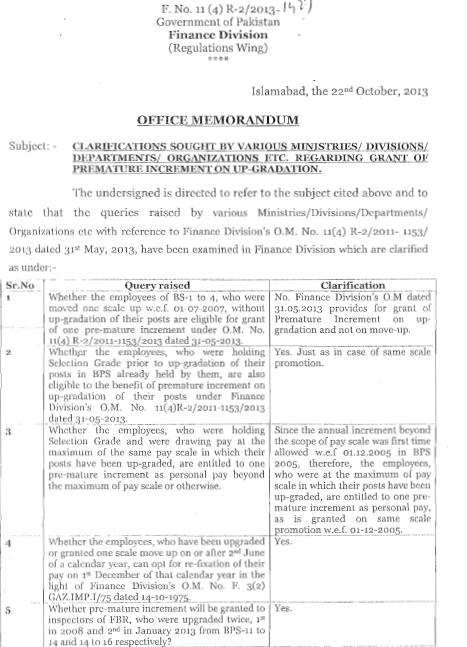 Premature Increment Upgradation