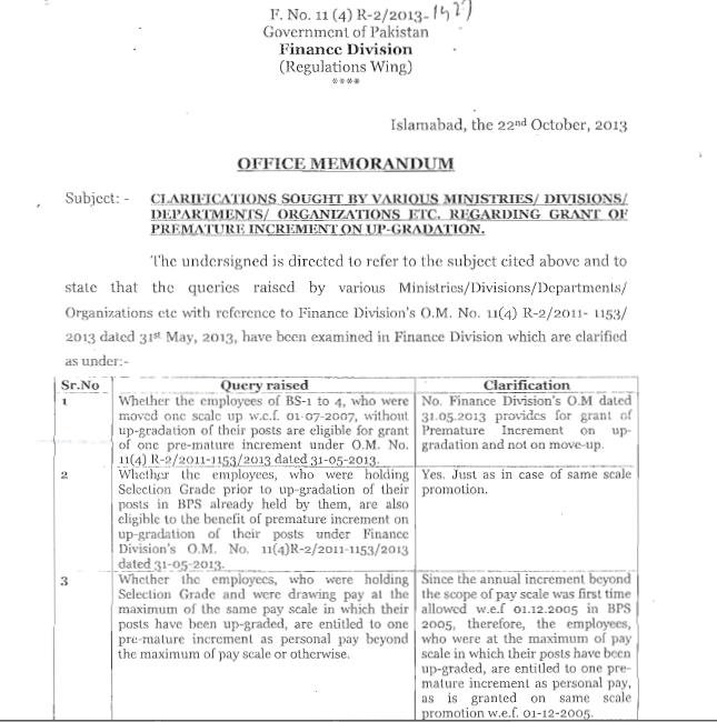 Premature Increment on upgradation