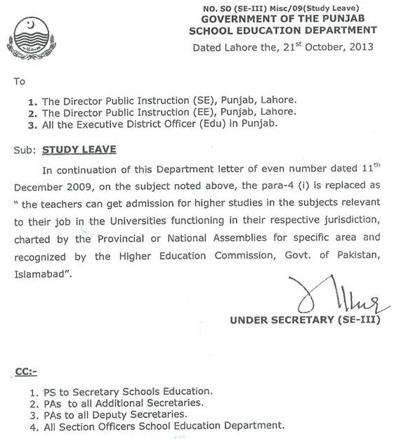 Study Leave Punjab