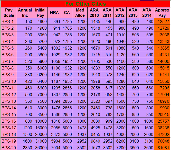 Basic Pay Chart 2013