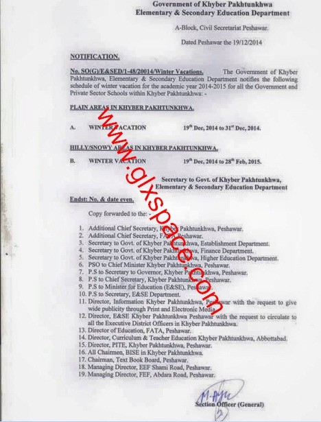 Winter Vacations KPK