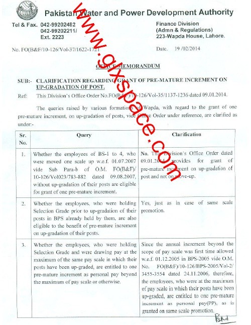 Premature Increment Upgradation 