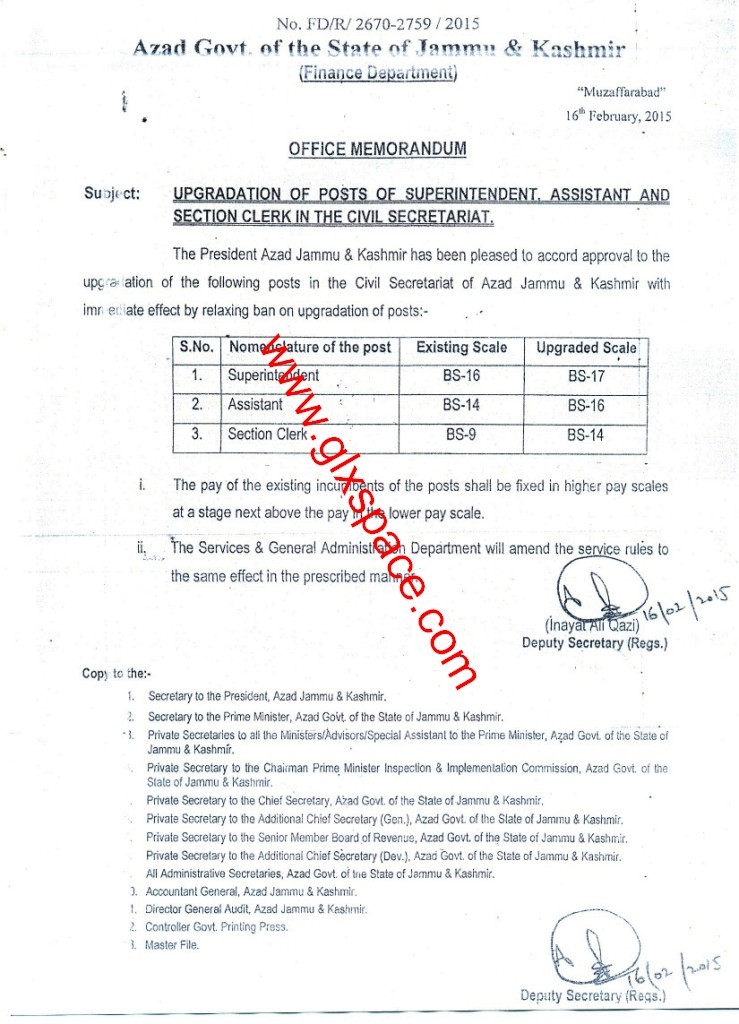 Upgradation Superintendent Assistant