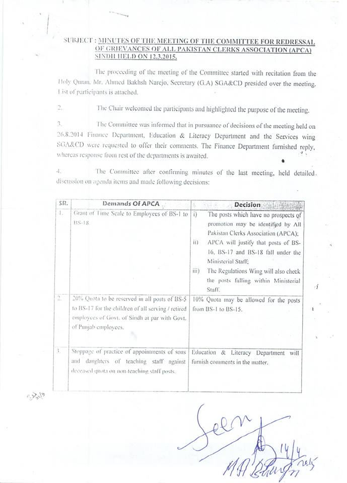 Demands of APCA