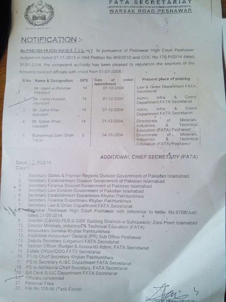 Regularization Contract Officials