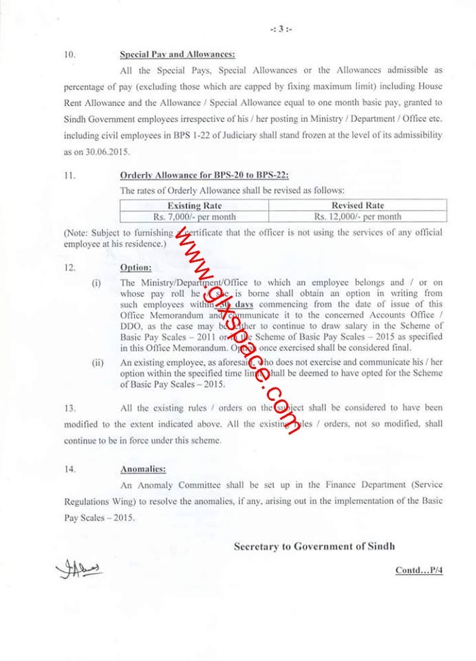 Revised Pay Scales 2015 Sindh 3