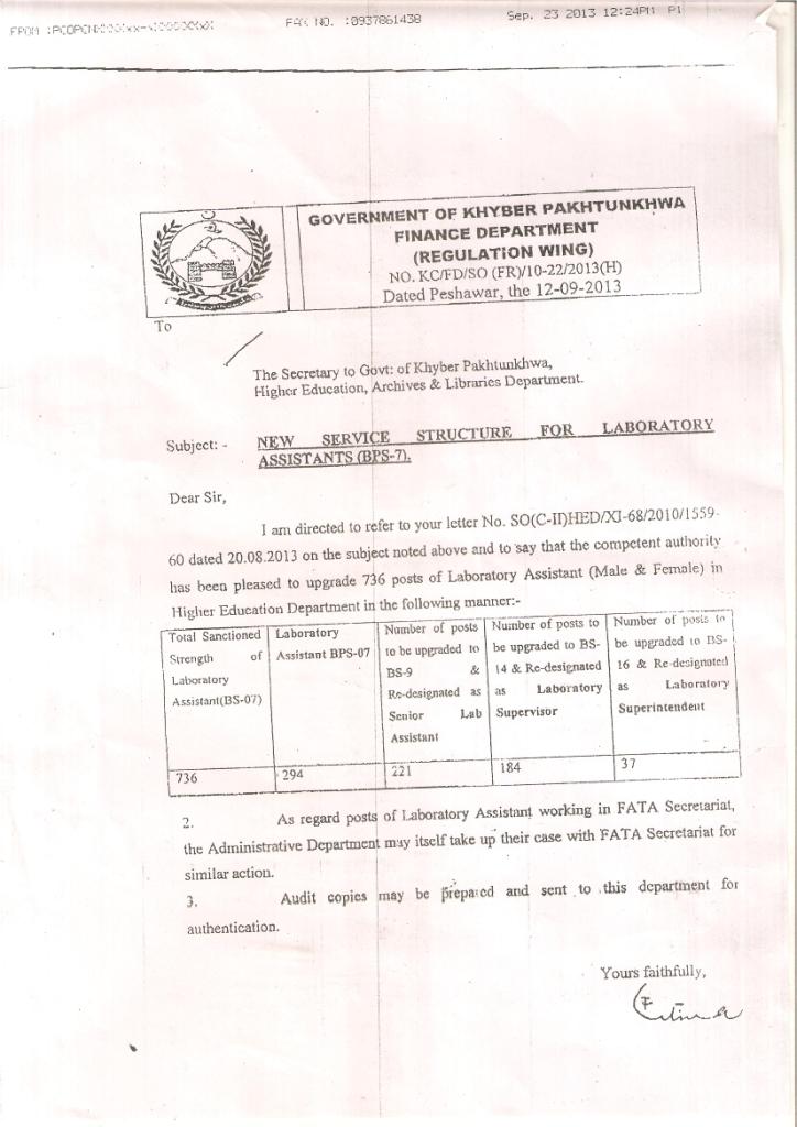 Service Structure Lab Assistants KPK