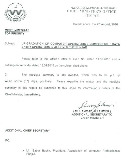 Reminder Upgradation of Computer Operators, Data Entry ...