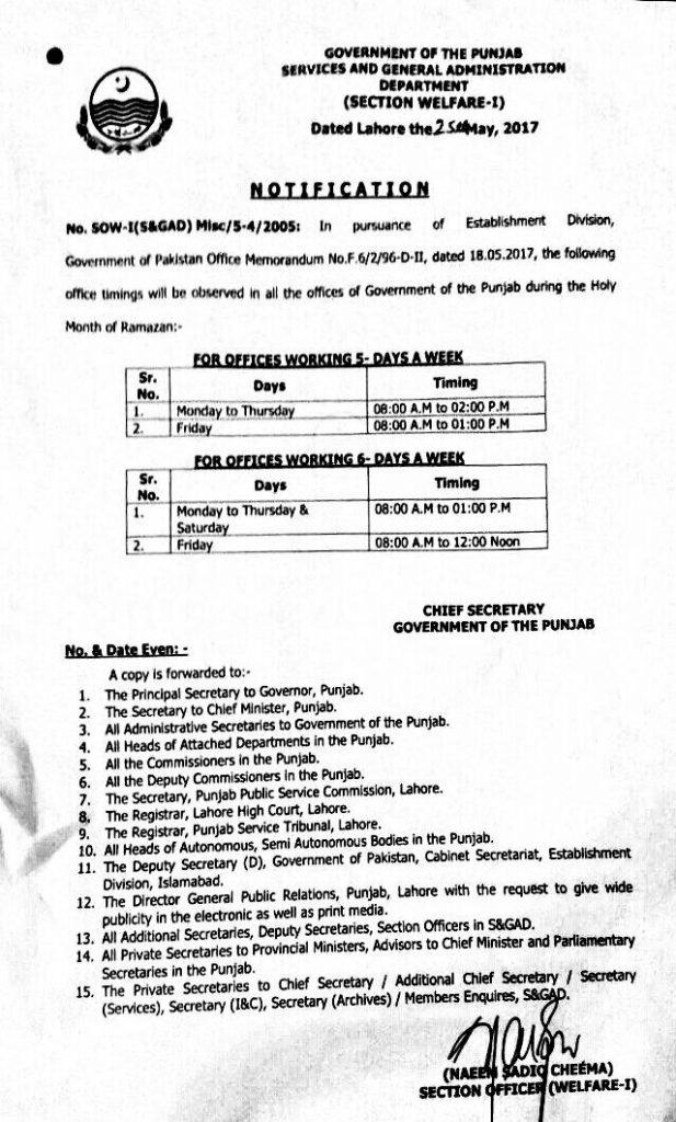 ramadan timing 2025 federal government