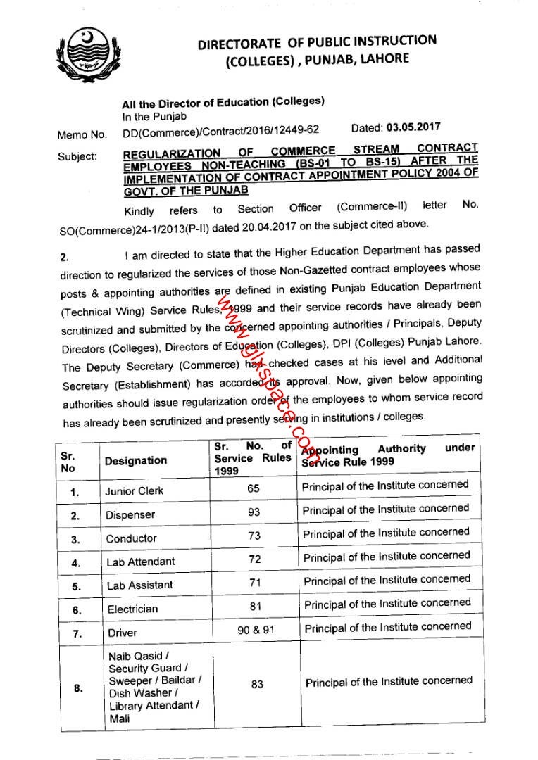 Regularization Commerce Stream Contract Employees