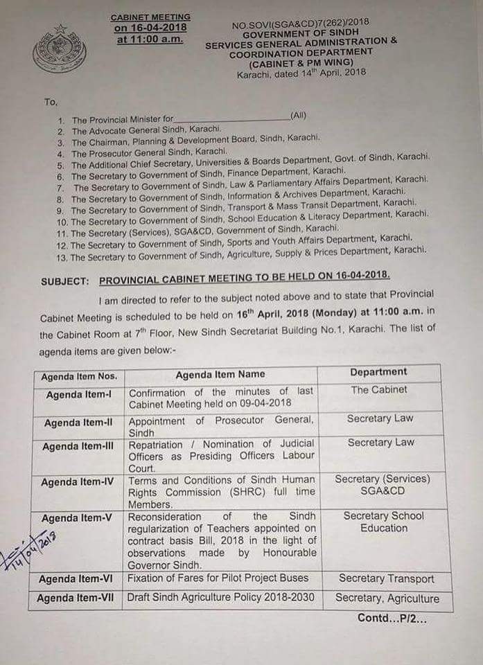 Cabinet Meeting Regularization Contract Employees