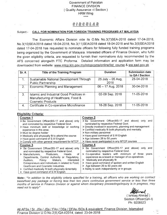 Foreign Training Programs at Malaysia