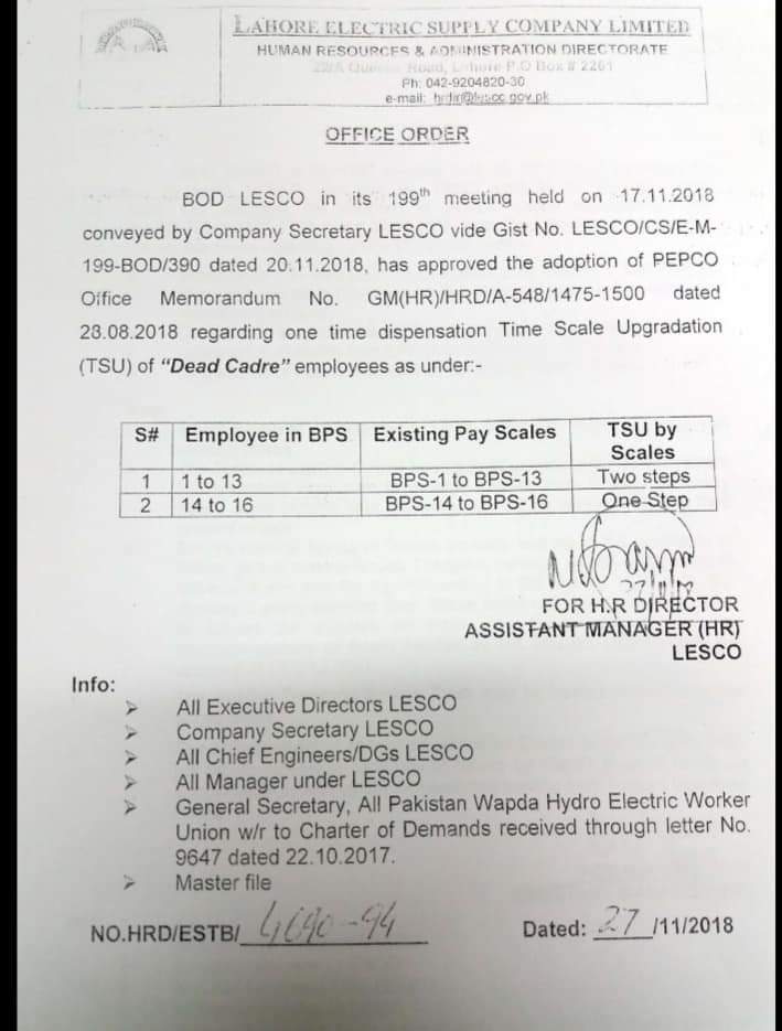 One Time Dispensation Time Scale Upgradation Dead Cadre Employees