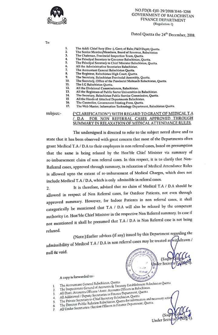 Grant of Medical TA DA