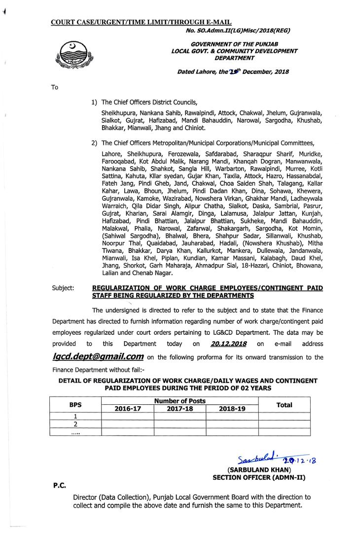 Regularization Work Charge Employees