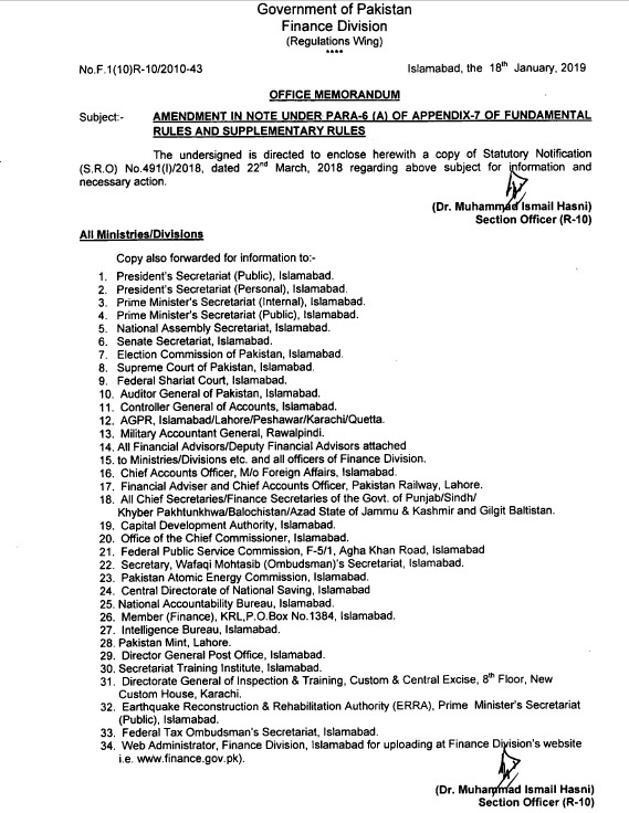 Amendment in Note Under PARA-6 (A) of Appendix-7