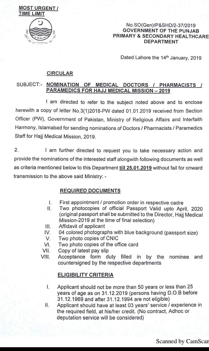 Hajj Medical Mission 2019