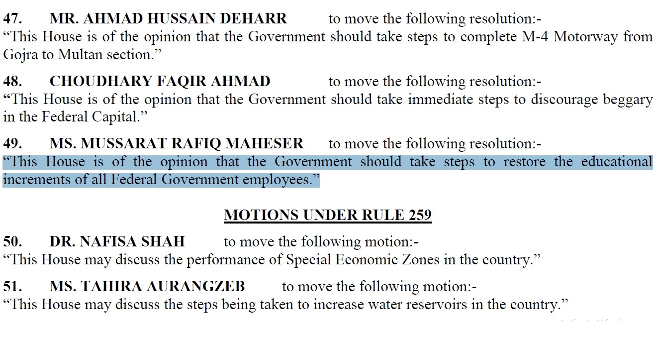 Resolution Regarding Restoring Educational Increments of Federal Government Employees