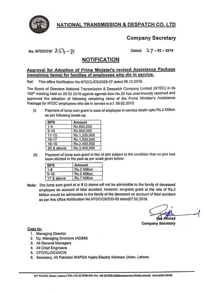 Prime Minister’s Revised Assistance Package