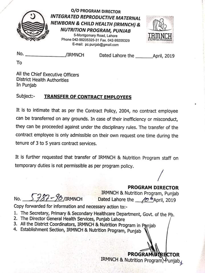 Transfer of Contract Employees