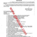 Notification Eid-ul-Fitr Holidays 2019 – 4th June 2019 to 7th June 2019