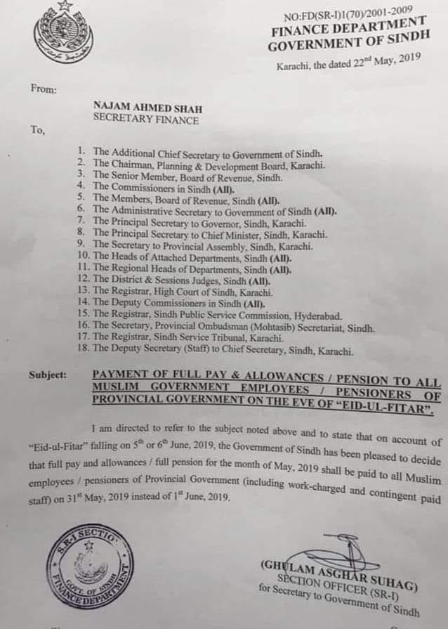 Payment of Full Pay & Allowances