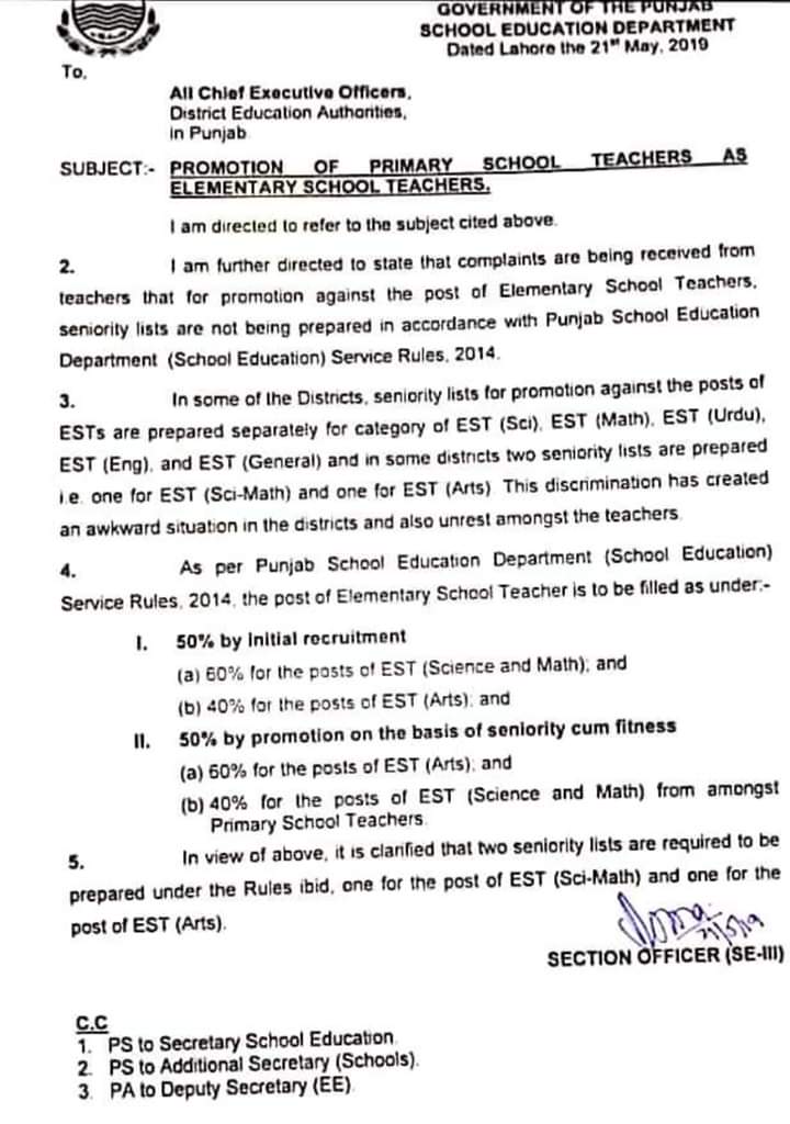 Notification Of Recruitment Promotion Rules In Fg Schools Under