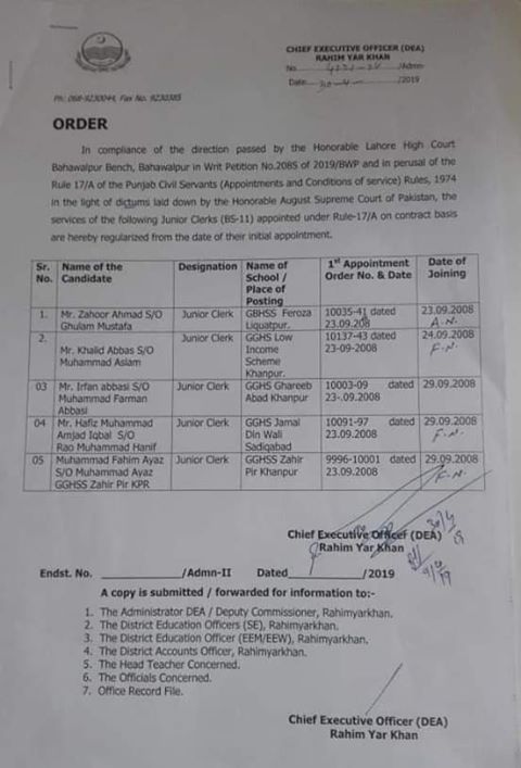 Regularization of Junior Clerks