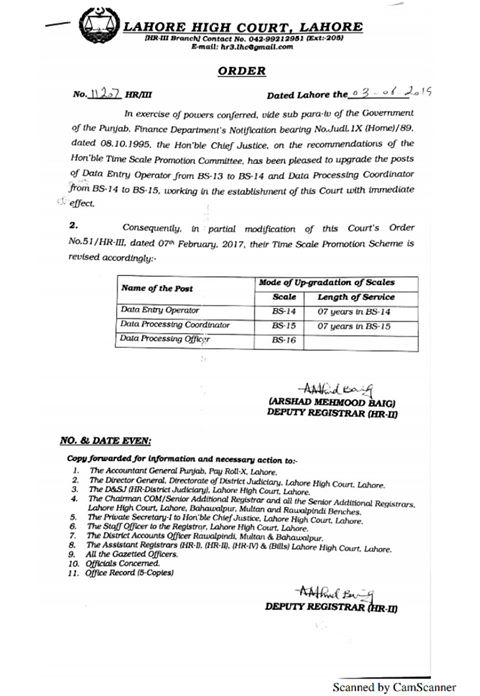 Upgradation Data Entry Operators LHC 