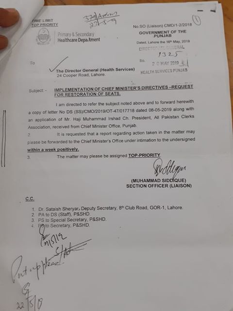 Request for Restoration of Seats