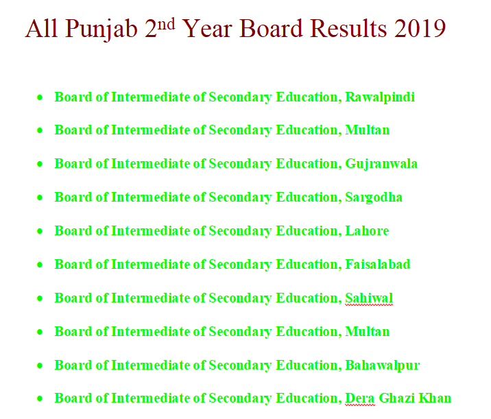 2nd Year Board Results 2019