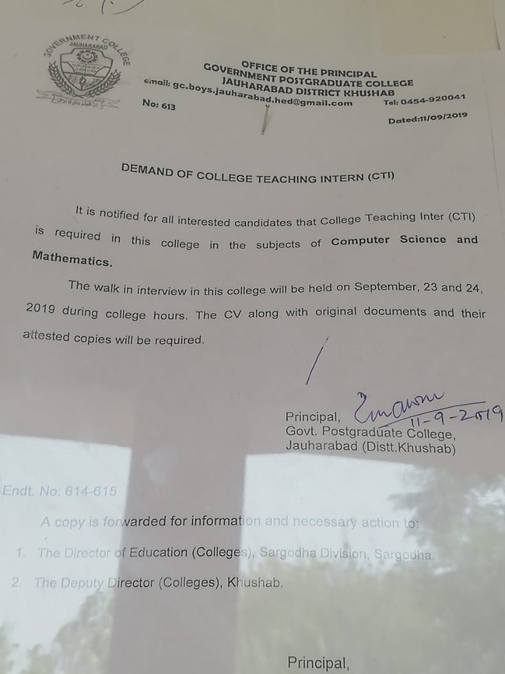 Government Post Graduate College jauhrabad District Khushab