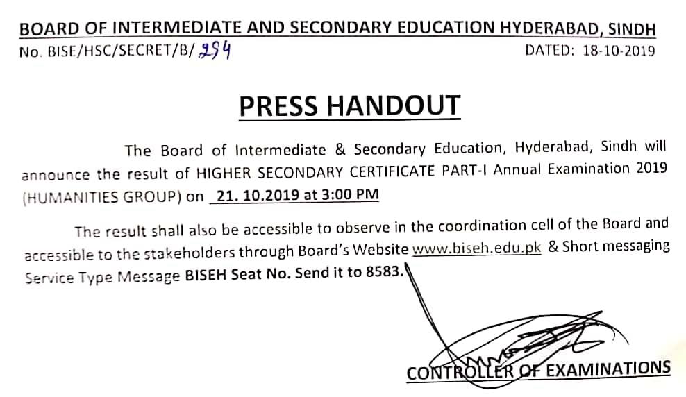 Hyderabad Board 1st Year Annual Result 2019
