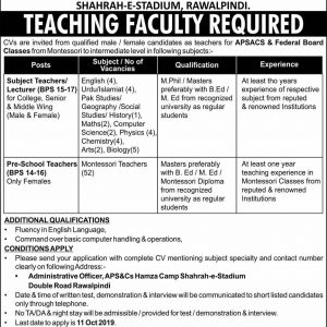 Teaching Jobs In Karachi In Fazaia Degree College Faisal Paf Base