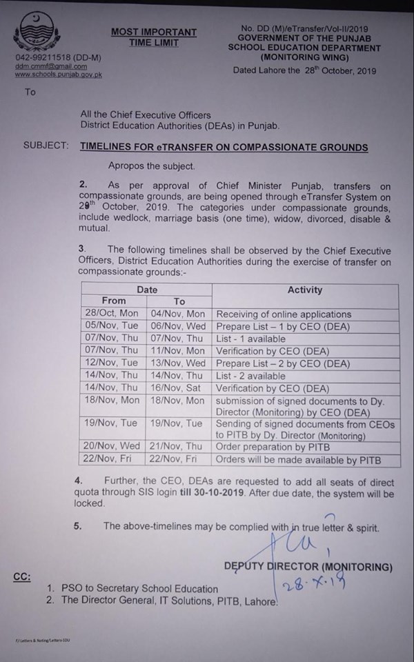 Transfer on Compassionate Grounds
