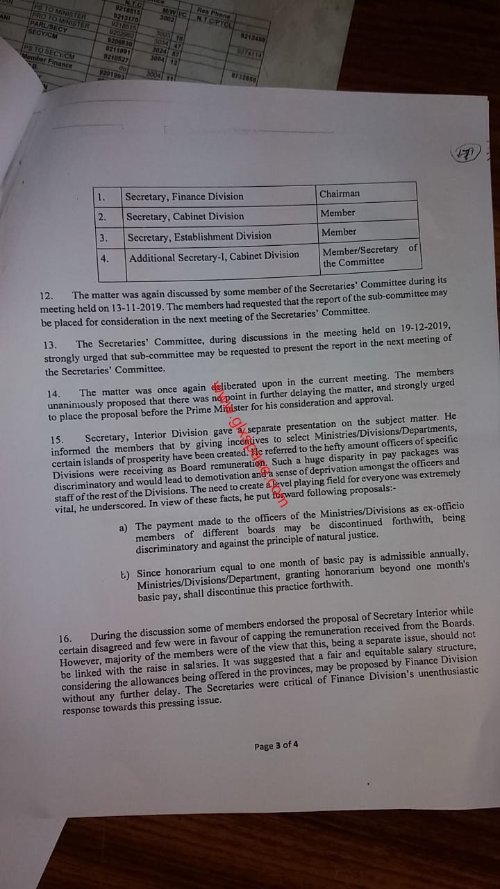 Increase Salaries Federal Govt Employees Minutes of Secretaries Meeting