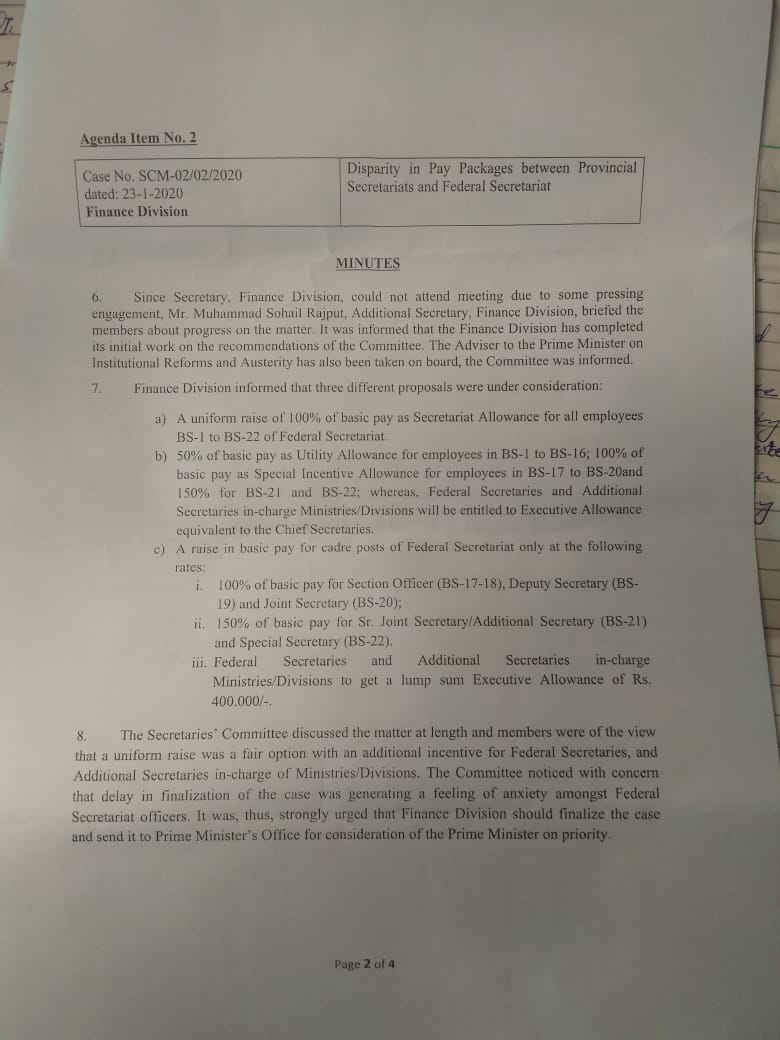 Decision of Committee to Recommend Uniform Raise of Salary 120% of Basic Pay
