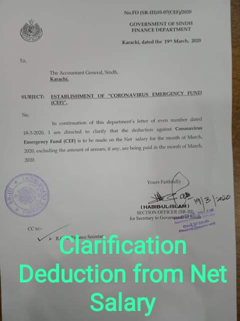 Clarification of Deduction of Salary Net