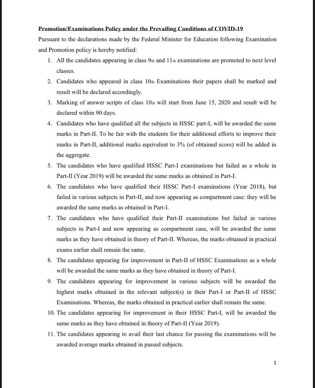 Examination Policy 2020