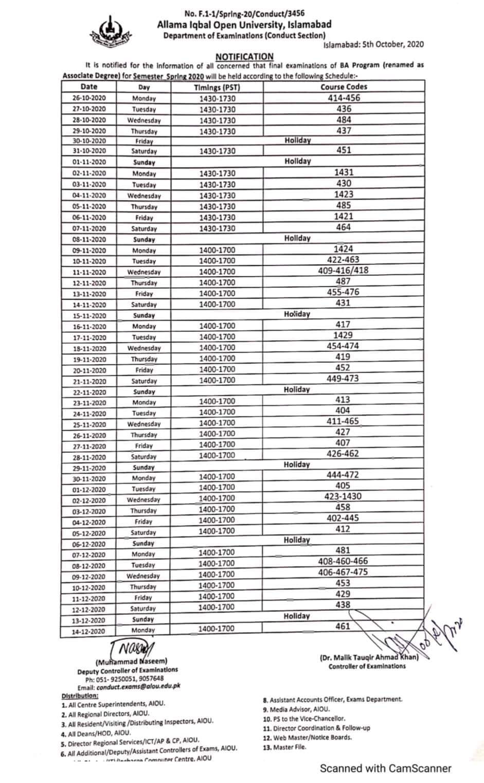 aiou assignment date sheet