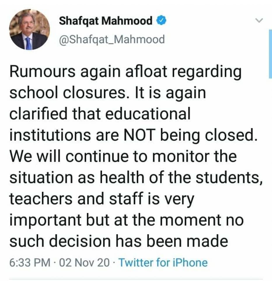 Schools Closures Rumours Again Afloat in Pakistan