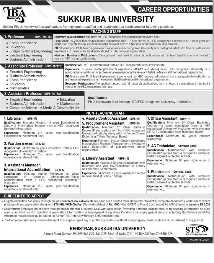 Non-Teaching and Teaching Jobs December 2020 through STS