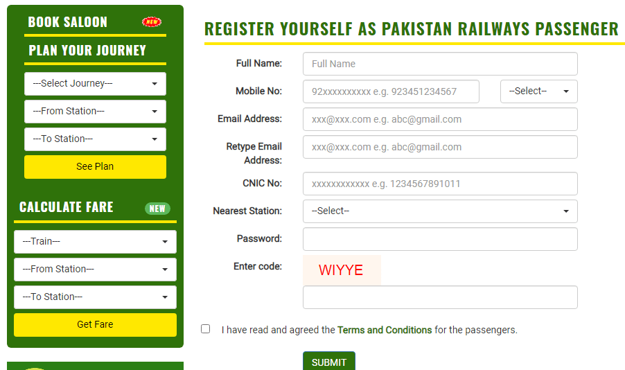 Method of Online Booking Train Ticket for Pakistan Railways