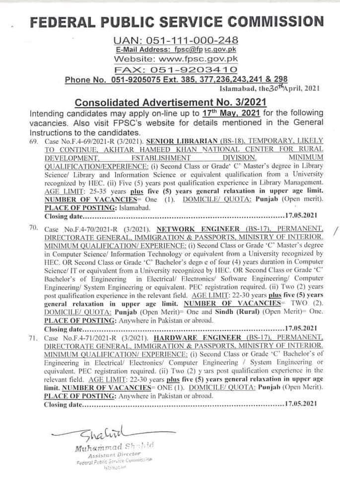FPSC Latest Jobs May 2021 on Regular and Temporary Basis