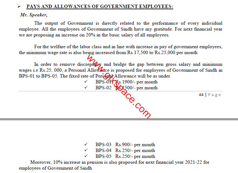 Budget Speech 2021-22 Sindh and Salary / Pension Increase