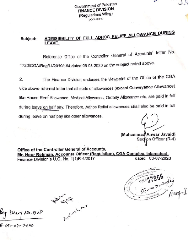 Payment of Full Allowances during Leave on Half Pay