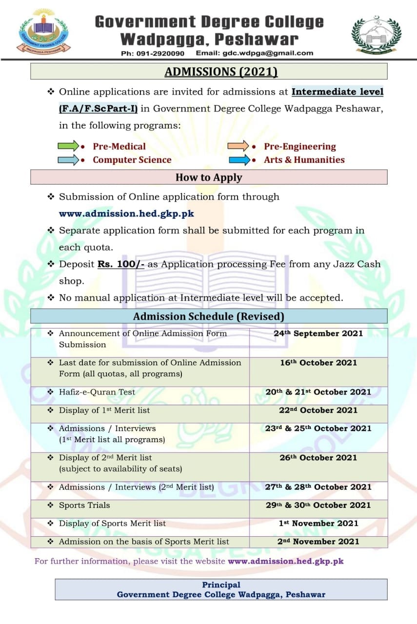 Admission Schedule revised