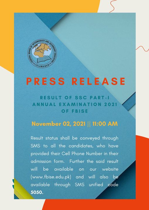 FBISE SSC-I (9th Class) Annual Result 2021