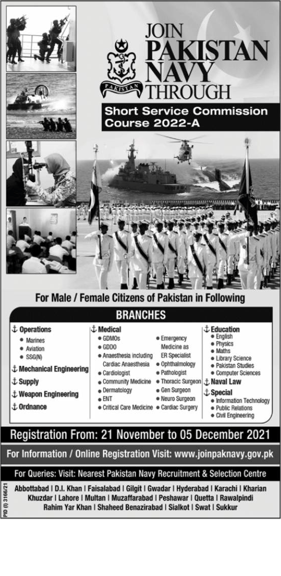 Join Pakistan Navy through Short Service Commission Course 2022-A