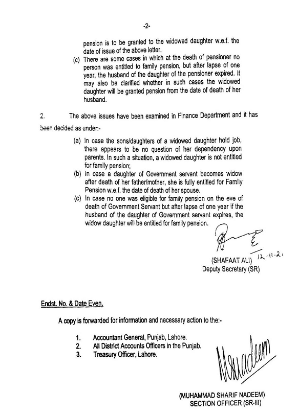 Clarification Family Pension